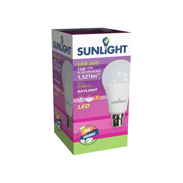 SUNLIGHT LED 15W A65 LAMP B22 1521LM 6500K FROSTED