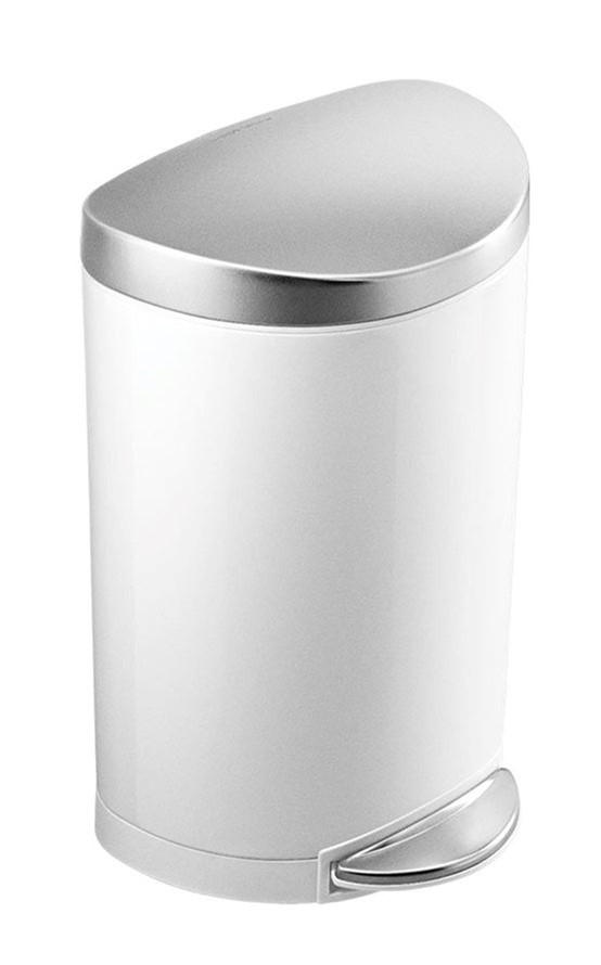 SIMPLEHUMAN SEMI-ROUND PEDAL BIN 10L WHITE