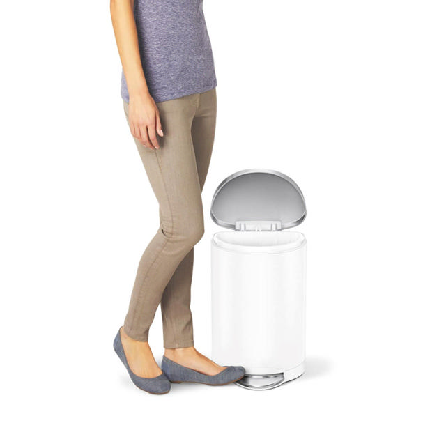 SIMPLEHUMAN SEMI-ROUND PEDAL BIN 10L WHITE