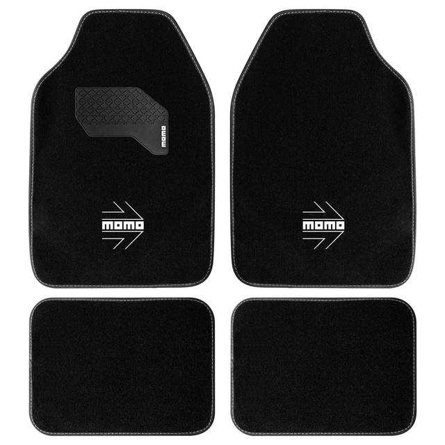 MOMO ΑRROW SET OF 4 BLACK CARPET MAT WHITE LOGO RHD