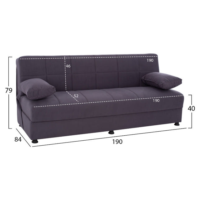 EGE HM3067.03 SOFA BED 3 SEATS VELVET - GREY