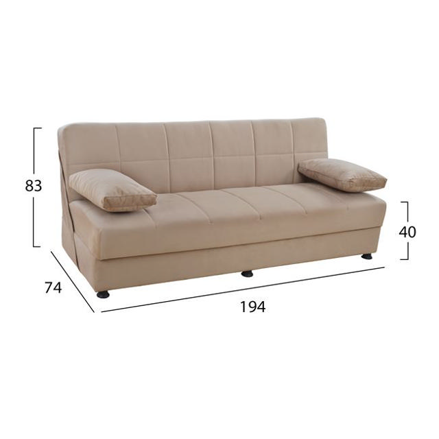 EGE HM3067.05 SOFA BED 3 SEATS VELVET - BEIGE