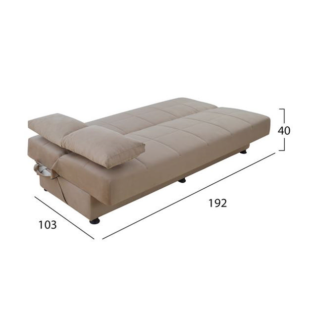 EGE HM3067.05 SOFA BED 3 SEATS VELVET - BEIGE