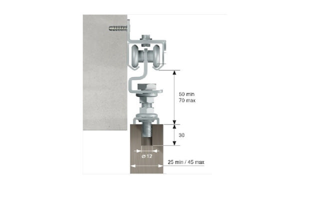 SLIDING DOOR RAIL SET 1,5M + 2 SLIDING ROLLS + 2 DOOR STOPS + 1 PLASTIC RAIL + 3 BRACKETS