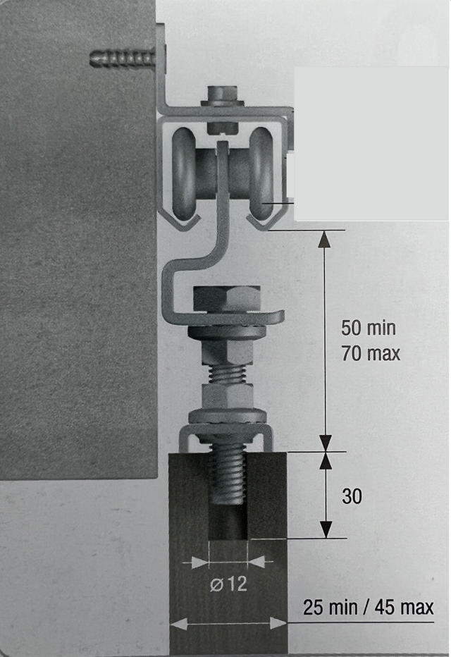 SLIDING DOOR RAIL SET 1,5M + 2 SLIDING ROLLS + 2 DOOR STOPS + 1 PLASTIC RAIL + 3 BRACKETS