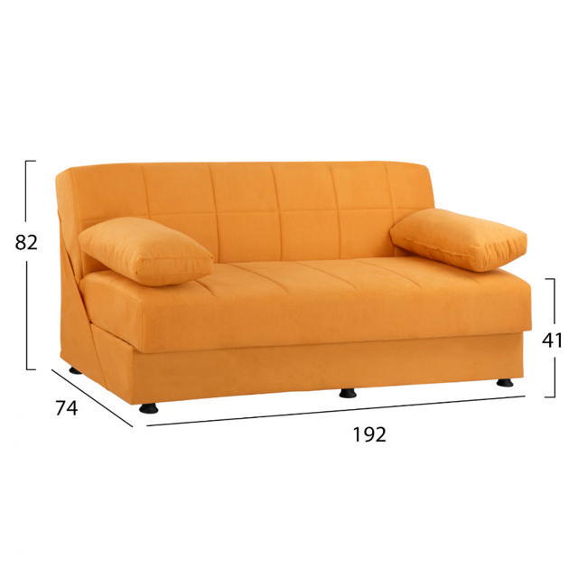 EGE 1215 HM3067.08 SOFA BED 3 SEATS STORAGE VELVET - YELLOW