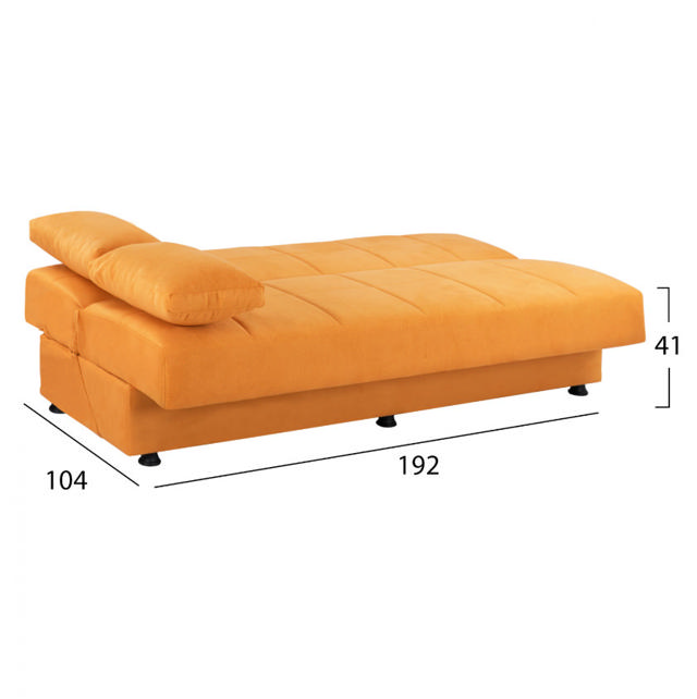 EGE 1215 HM3067.08 SOFA BED 3 SEATS STORAGE VELVET - YELLOW