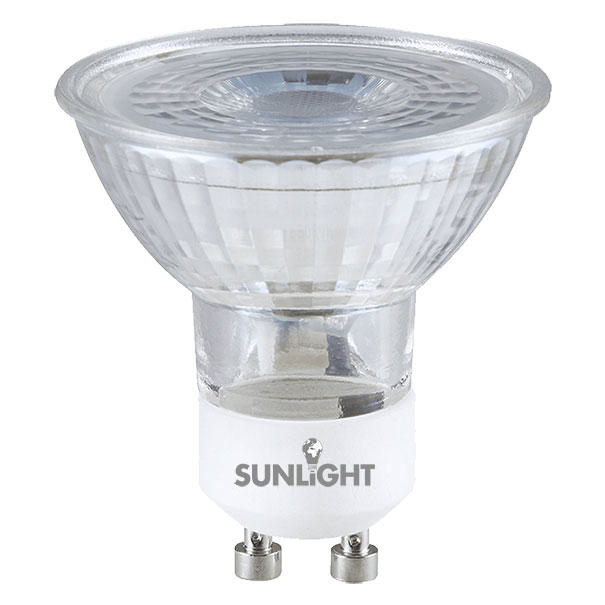 SUNLIGHT LED 4.5W LAMP GU10 GLASS 455LM 6500K 38° CLEAR