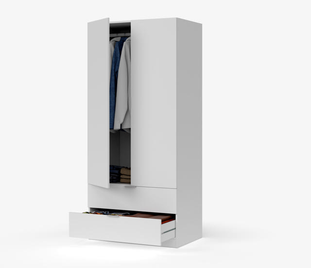 FORES WARDROBE 180X81X52CM - WHITE