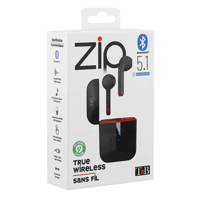 TNB EBZIPPBK ZIP TRUE WIRELESS EARBUDS WITH CHARGING CASE BLACK