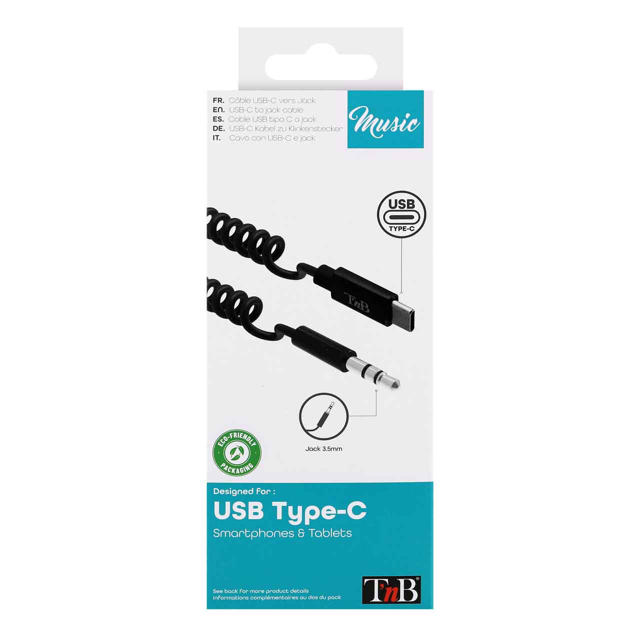 TNB TCTWIST35 USB-C TO 3.5MM JACK COILED (SPIRAL) AUDIO CABLE