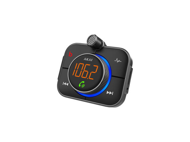 AKAI FMT-95BT FM TRANSMITTER AND CHARGER WITH BLUETOOTH MICRO SD FAST CHARGE USB TYPE-C LED AND HANDS FREE