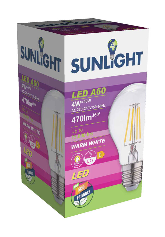 SUNLIGHT 'ΝΗΜΑΤΟΣ' LED 4W A60 ΛΑΜΠΤΗΡΑΣ E27 470LM 2700K CLEAR