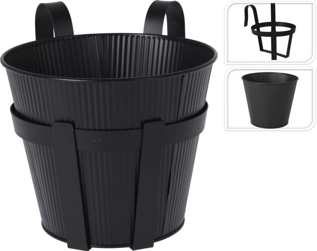 BALCONY POT BLACK SINGLE H19.5CM