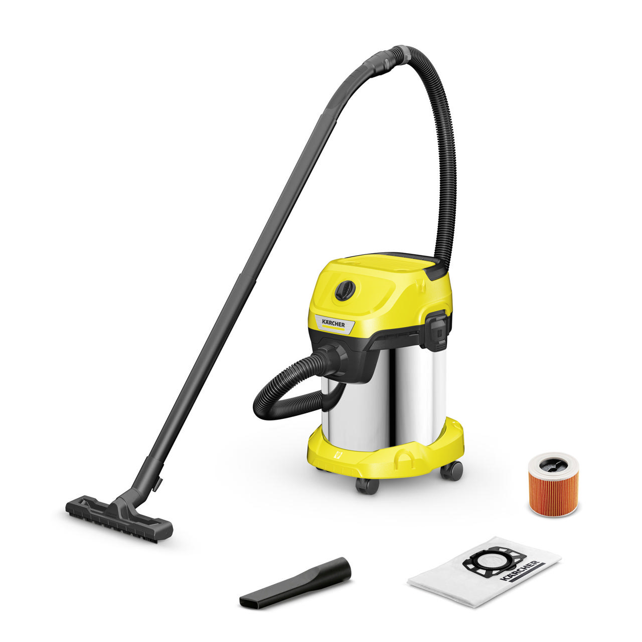 KARCHER WD3 SV WET AND DRY VACUUM STAINLESS STEEL 1000W