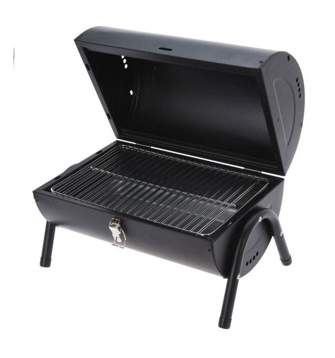 BBQ CYLINDER SHAPE MAT BLACK GRILL HEIGHT 17CM 41X26XH36CM