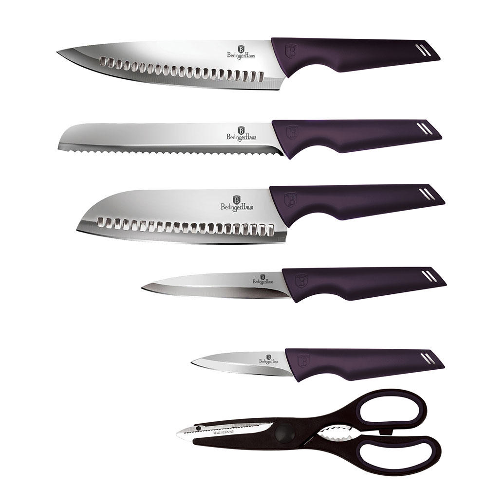 BERLINGER HAUS PURPLE ECLIPSE COLLECTION 7PCS KNIFE SET WΙΤΗ STAND
