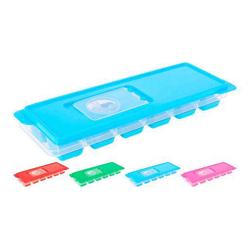 ICE CUBE TRAY WITH LID  - 4  COLORS - 26.5x9.5x4CM