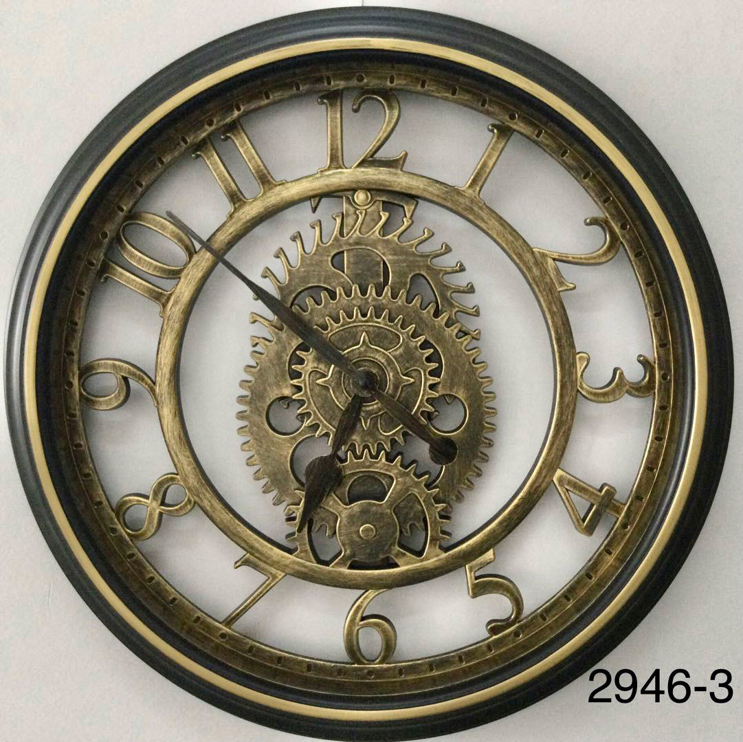 WALL CLOCK PLATSIC BLACK/GOLD 50.8CM