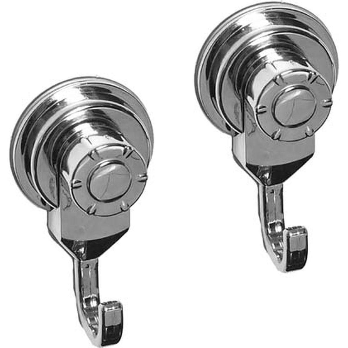 SET 2 ABS HOOKS ON SUCTION CUPS CHROME