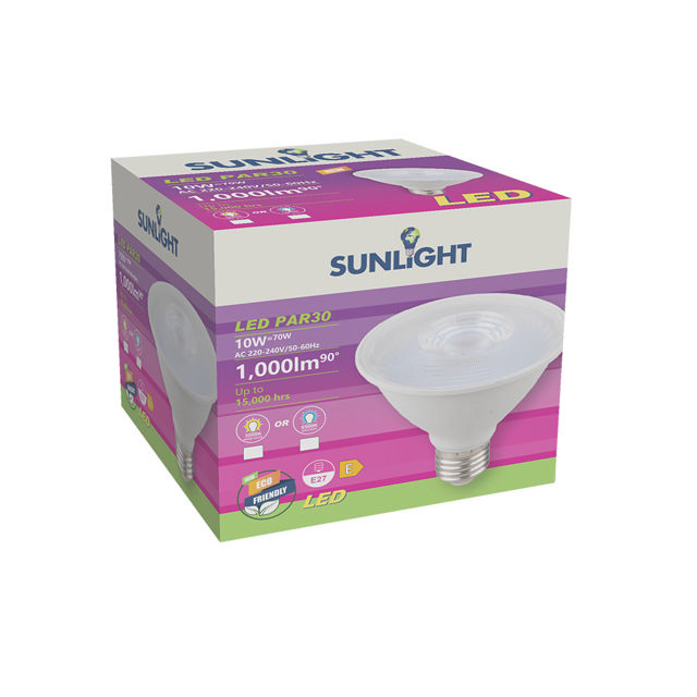 SUNLIGHT LED 10W PAR30 SPOT LAMP E27 1000LM 3000K 25° CLEAR