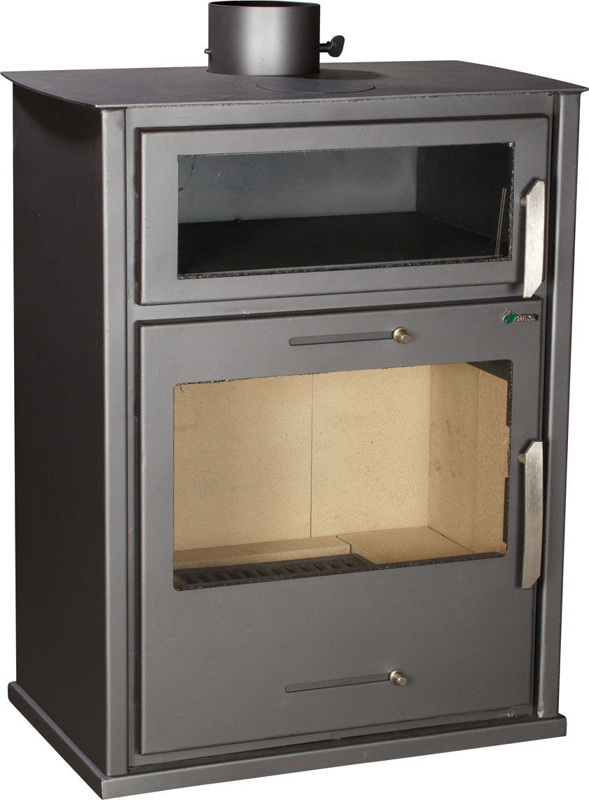 SYRIOS STEEL WOOD STOVE WITH OVEN CHANIA AS-SY-03F GREY 16.5KW 