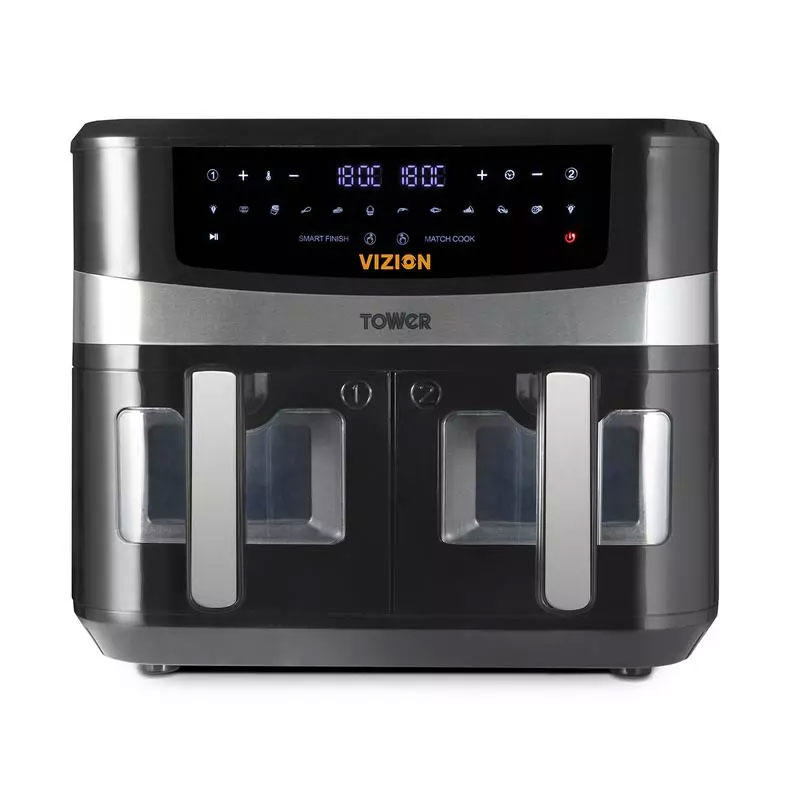 TOWER T17100 VORTX VIZION DUAL BASKET AIR FRYER 9L ‎2600W