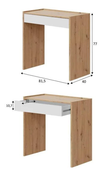 FORES NOA OFFICE DESK 77X82X40CM - OAK/WHITE 