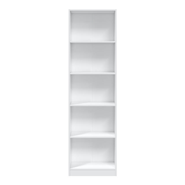 FORES 5 TIER BOOKCASE 180X52X25CM - WHITE