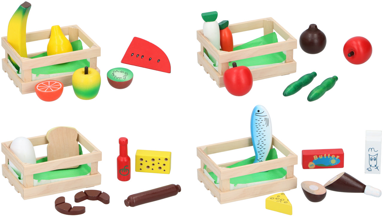 PLAYSET FOOD 4 ASSORTED DESIGNS WOODEN