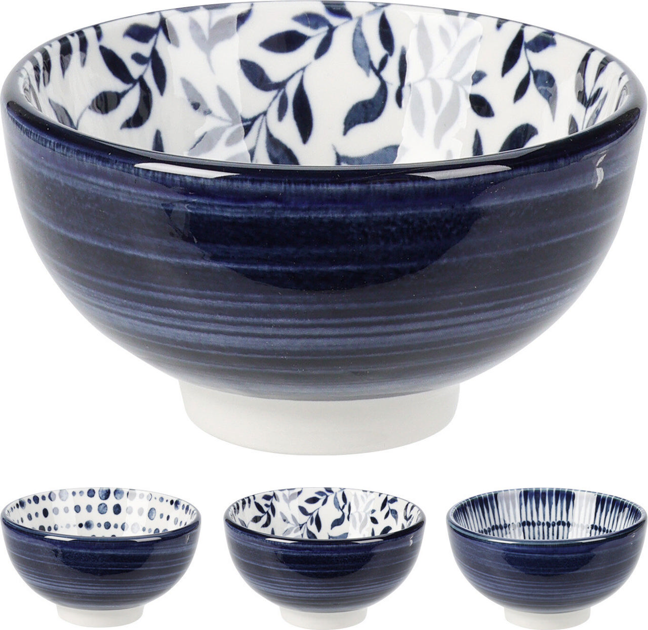 BOWL DIA 95MM NEW BONE PORCELAIN 3 ASSORTED DESIGNS