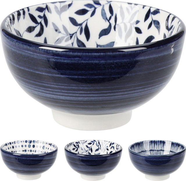 BOWL DIA 95MM NEW BONE PORCELAIN 3 ASSORTED DESIGNS