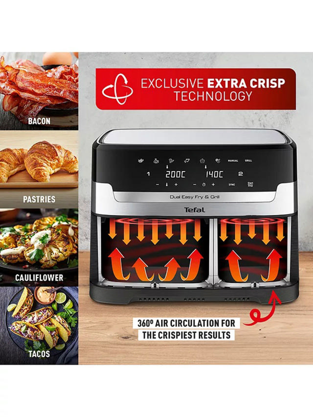 TEFAL EY905D EASY FRY AIR FRYER & GRILL 8.3L DUAL 5.2L+3.1L 1800W