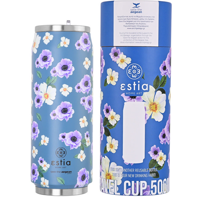 ESTIA 01-16807 ΘΕΡΜΟΣ TRAVEL CUP SAVE THE AEGEAN 500ML GARDEN BLUE