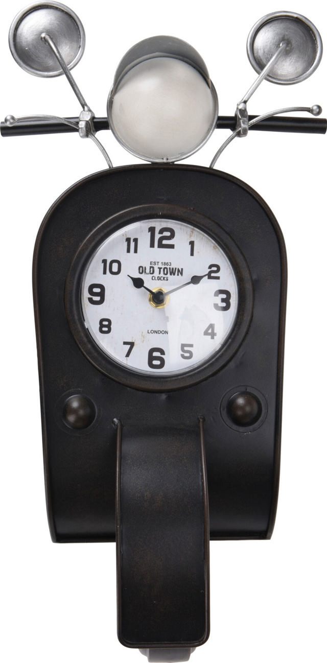 TABLE CLOCK IRON SCOOTER BLACK 220X90X420MM