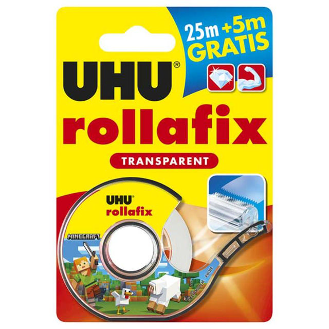 UHU ROLLAFIX  BACK TO SCHOOL TRANSPARENT 25M + DISPLAY BL