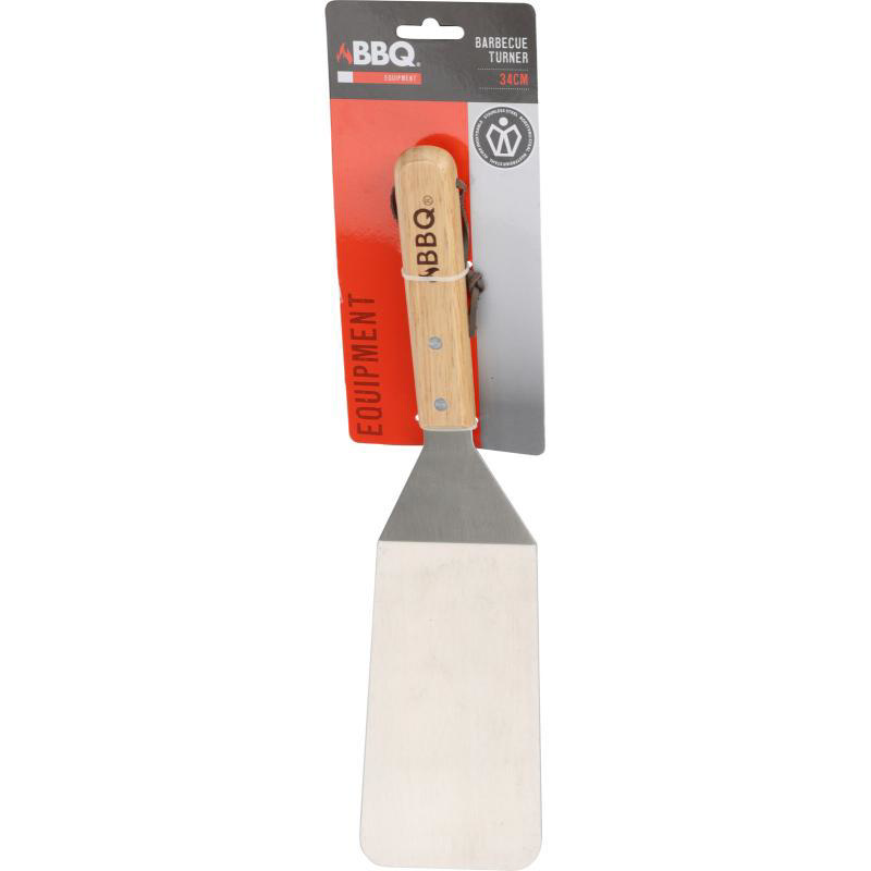 BBQ TURNER WITH WOODEN HANDLE 34CM