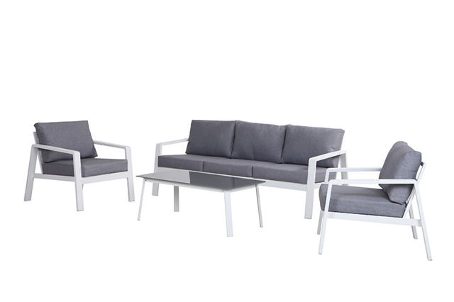 MARSEILLE 3 SEAT SOFA SET 4PCS - GREY/WHITE