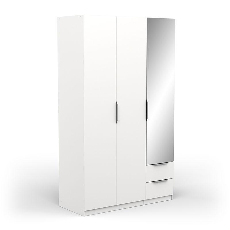 GHOST WARDROBE 3 DOORS - 2 DRAWERS AND A MIRROR - WHITE