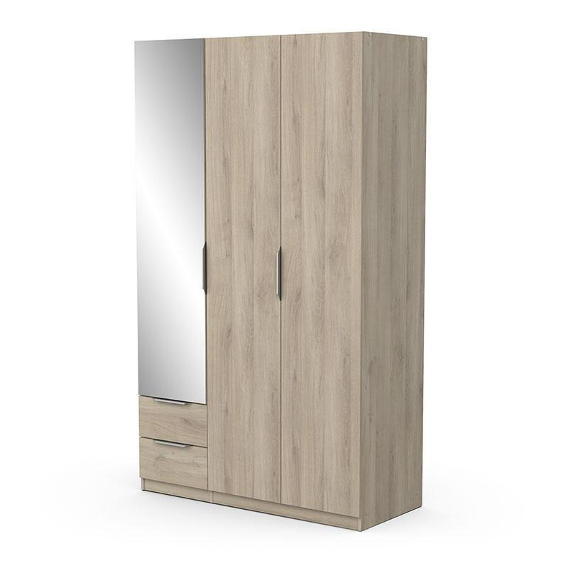 GHOST WARDROBE 3 DOORS - 2 DRAWERS AND A MIRROR - OAK