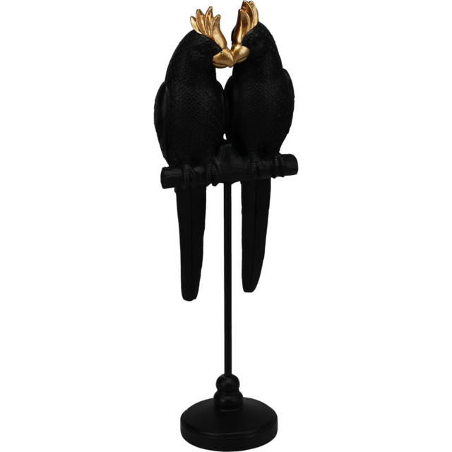 DECORATIVE PARROTS ON STAND 11X7.8X35CM - BLACK