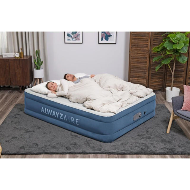 BESTWAY 67624 ALWAYZAIRE AIR MATTRESS QUEEN WITH BUILT-IN DUAL PUMP AND ANTIMICROBIAL COATING 203X152X46CM