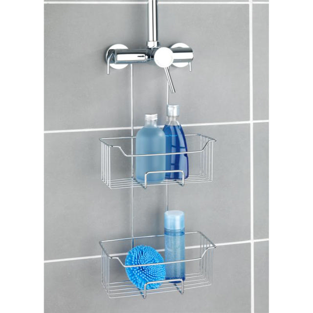 WENKO STAINLESS STEEL THERMOSTATIC-SHOWER CADDY MILO 2-TIER SHINY SILVER