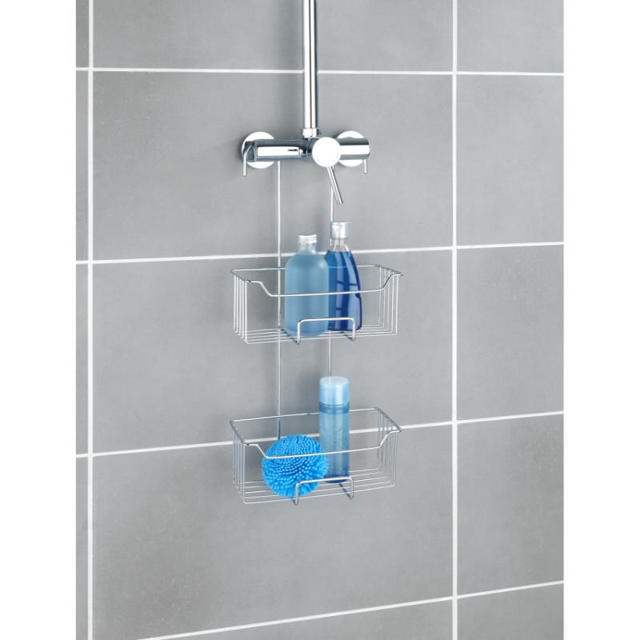 WENKO STAINLESS STEEL THERMOSTATIC-SHOWER CADDY MILO 2-TIER SHINY SILVER