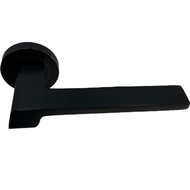 SET DOOR HANDLES Z01 A397 ROUND BASE BLACK MATT