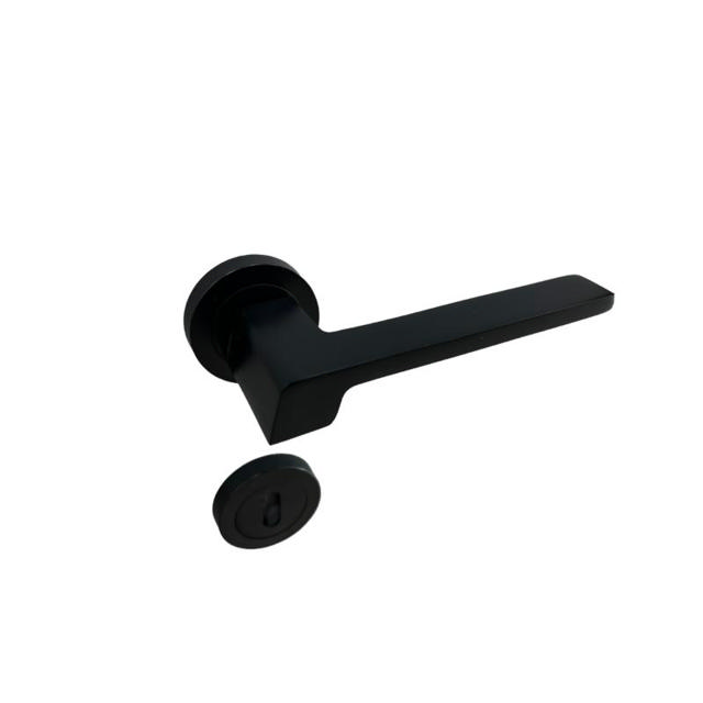 SET DOOR HANDLES Z01 A397 ROUND BASE BLACK MATT