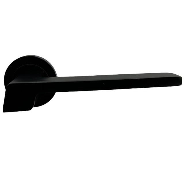 SET DOOR HANDLES Z01 A397 ROUND BASE BLACK MATT