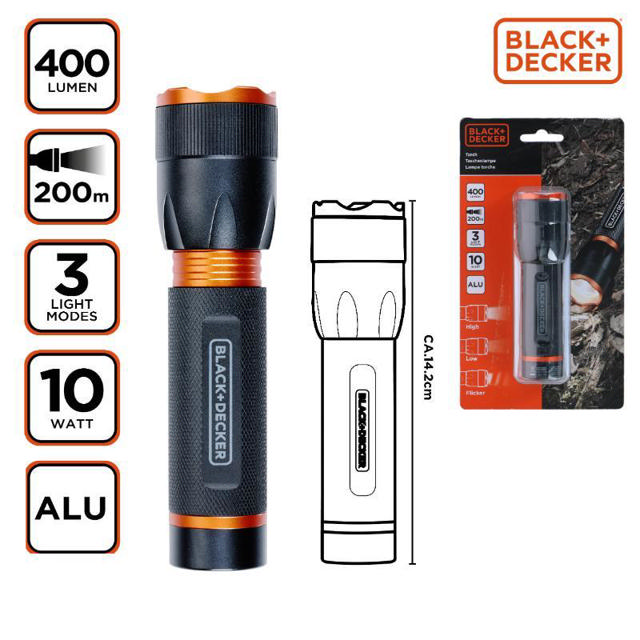 BLACK&DECKER TORCH LED 10W 400LM 200M BEAM