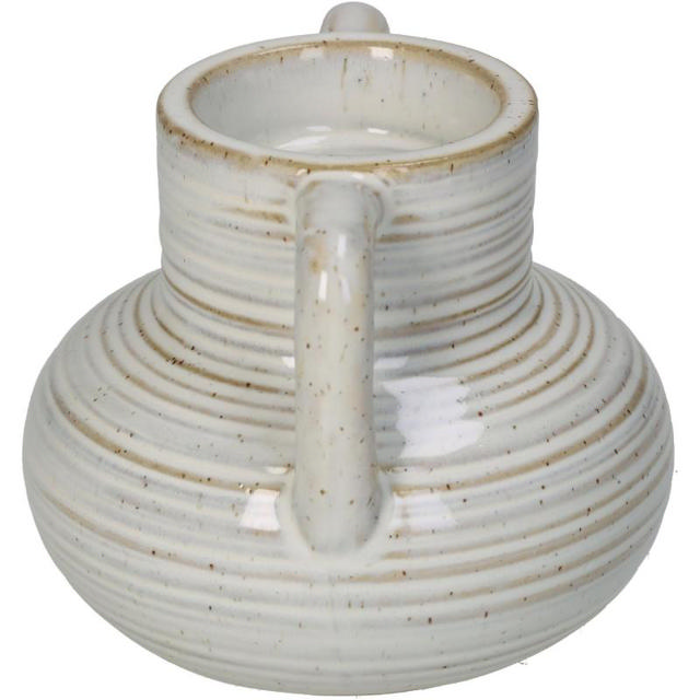 CANDLE HOLDER FINE EARTHENWARE CERAMIC 11X11X9CM - WHITE 