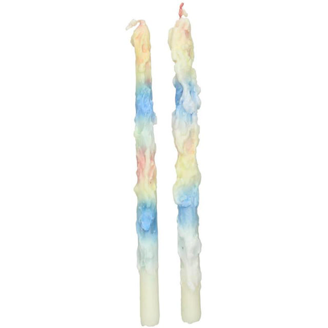 CANDLE 6X2.7X26CM SET OF 2-MULTICOLOR